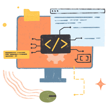 An illustration presenting custom software development